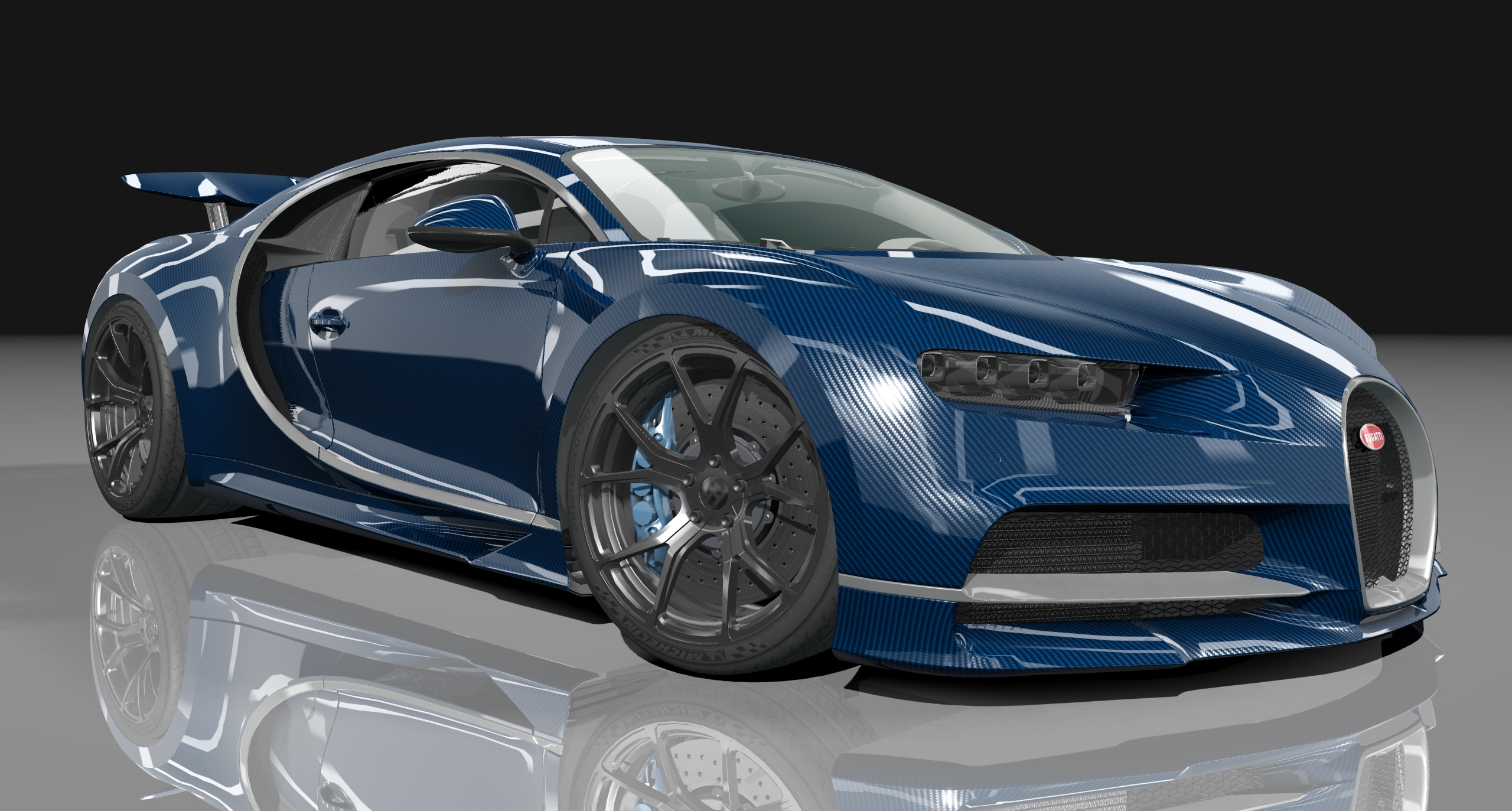 Bugatti Chiron Black Edition, skin blue_carbon