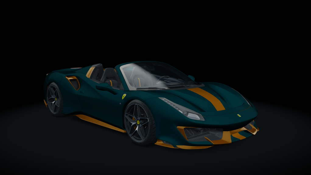 Ferrari 488 Pista Spider, skin 30_special_matte_green_orange_carbon