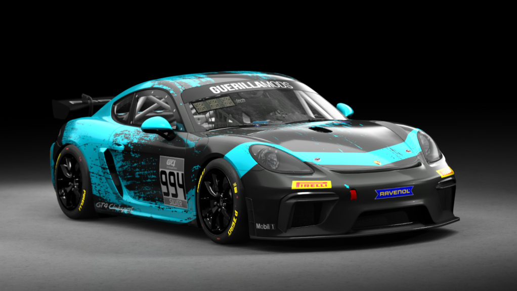 Porsche 718 Cayman GT4 Clubsport, skin rm_gt4_european_series_fictional_porsche_motorsport_teal_994
