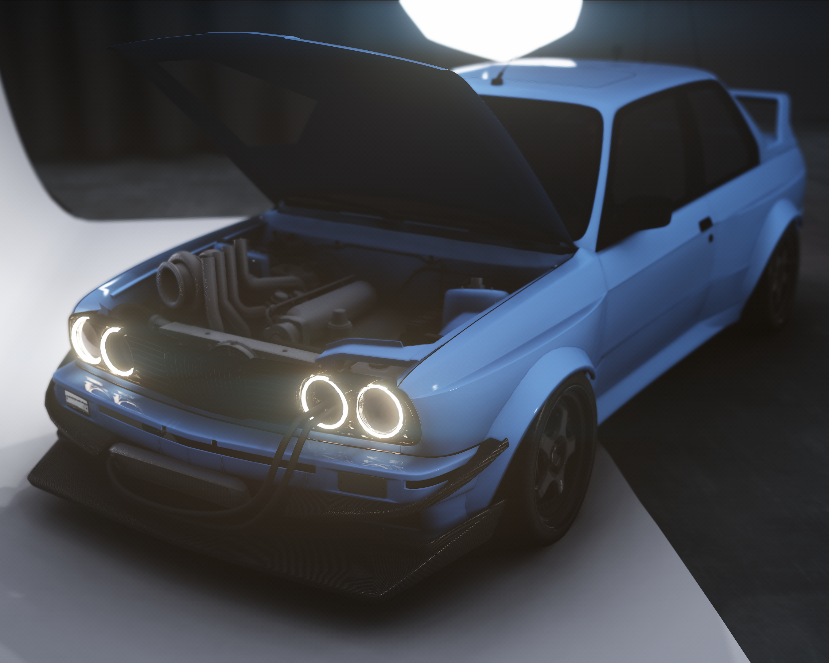 BMW M3 E30 Widebody Twin Turbo | Prvvy Spec, skin 12 BMW Individual Frozen Portimao Blue metallic