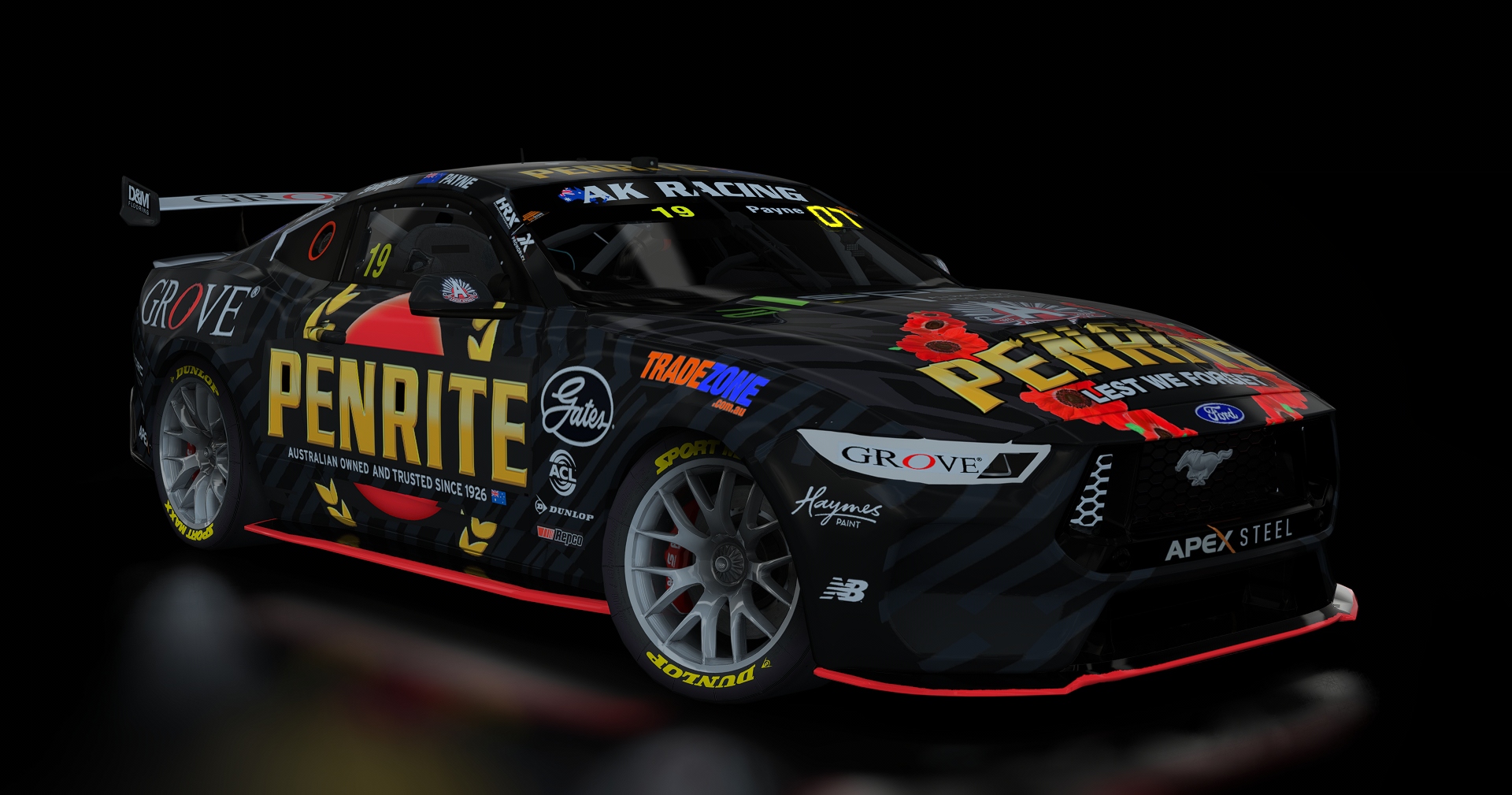 Supercars Gen3 Mustang AK, skin 19_payne_r3_2025