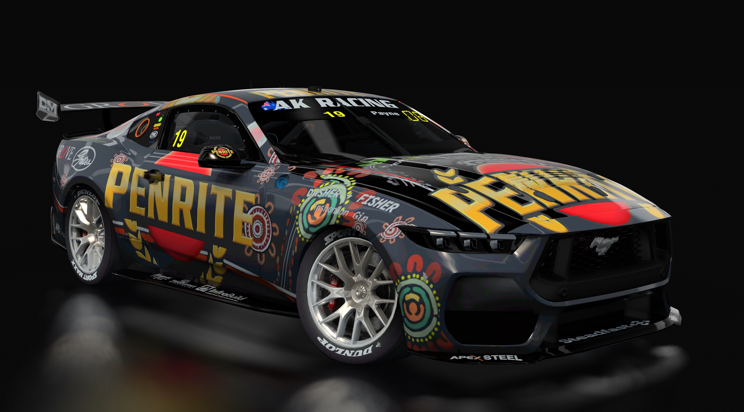 Supercars Gen3 Mustang AK, skin 19_penrite_indigenous