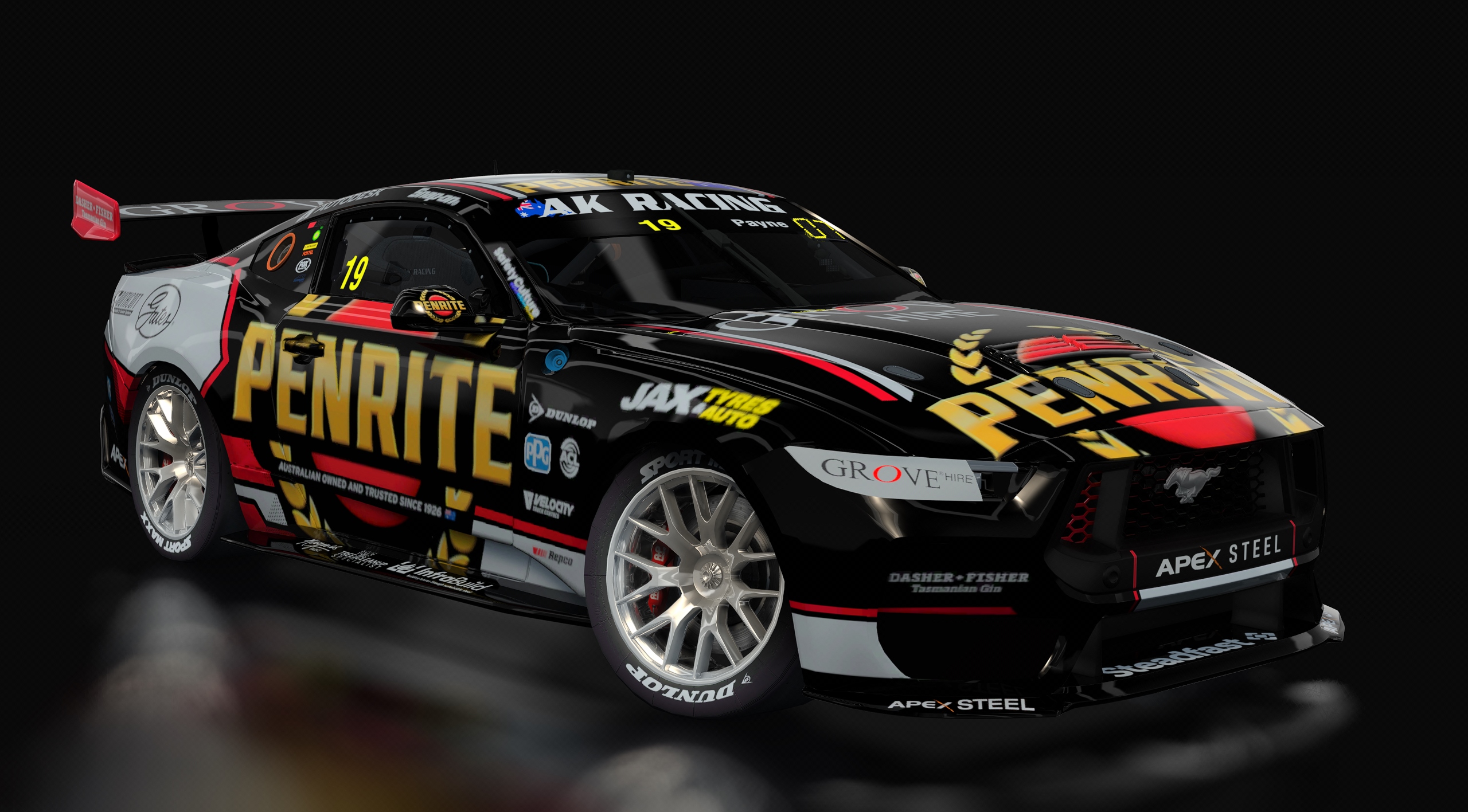 Supercars Gen3 Mustang AK, skin 19_penrite_kiwi_edition