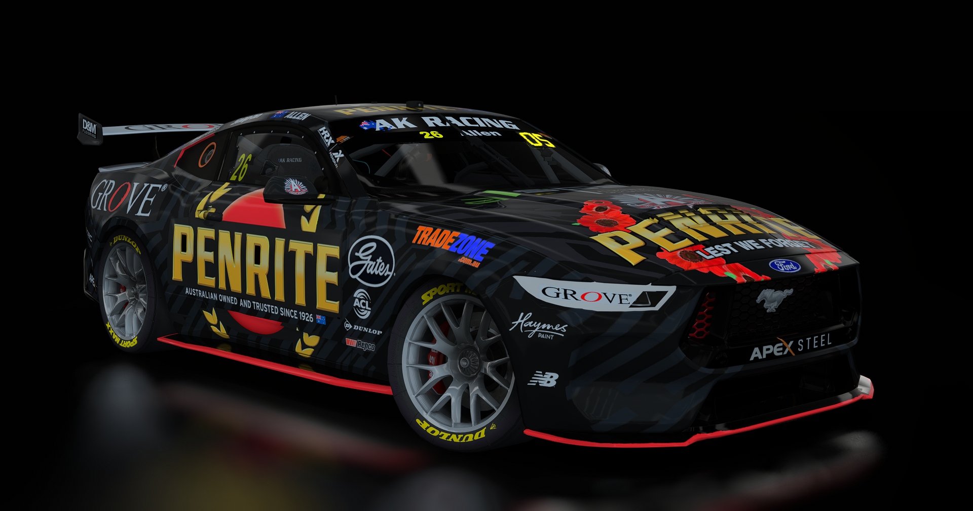 Supercars Gen3 Mustang AK, skin 26_allen_r3_2025