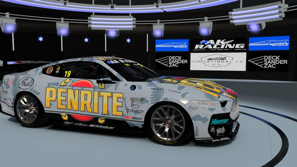 Supercars Gen3 Mustang AK, skin Penrite Kiwi edition 2024